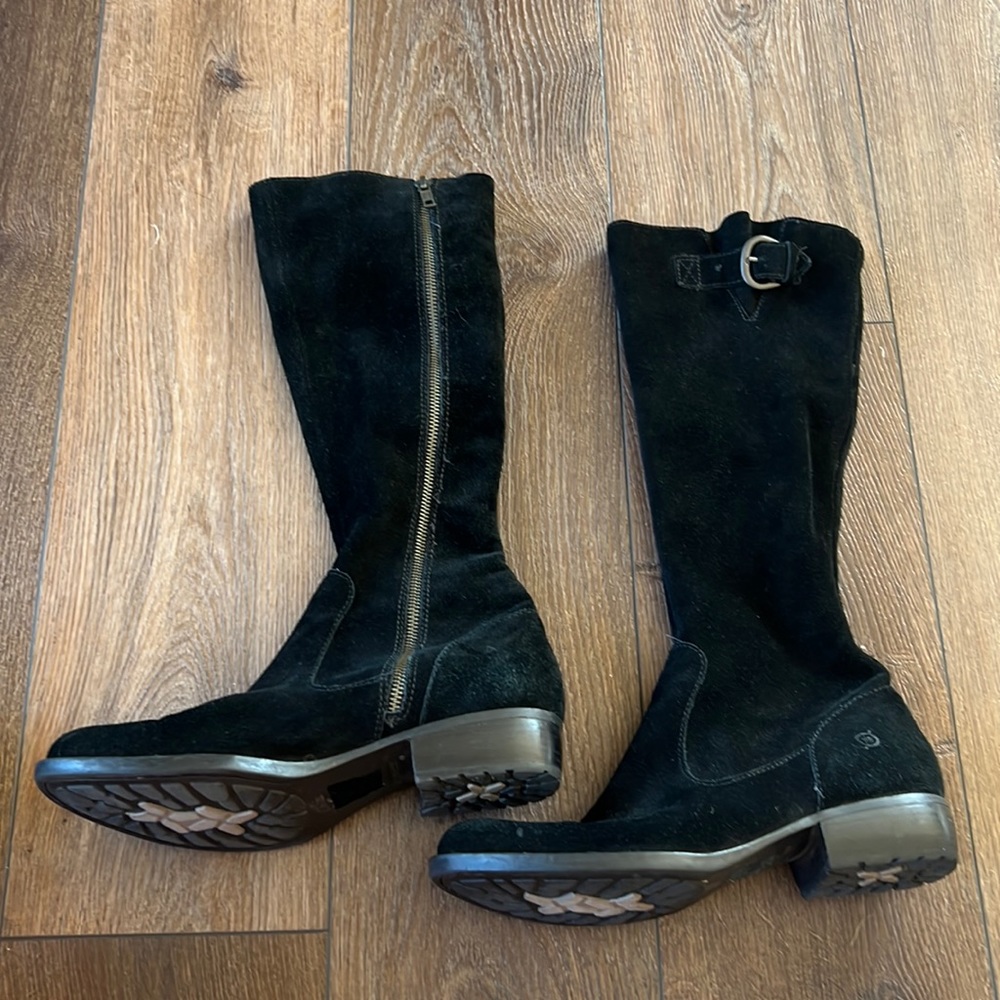VGUC Born Black Genuine Suede Calf High Boots US9.5